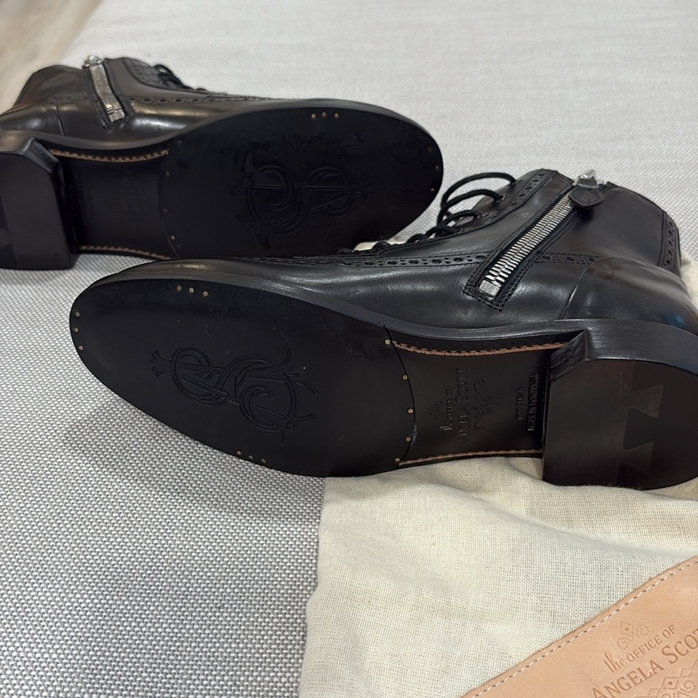 Angela Scott Black Leather Ankle Boots brand New - Picture 3 of 7